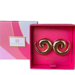 House of Harlow 1960 Woman Gold Statement Swirl Earrings NEW NO TAGS